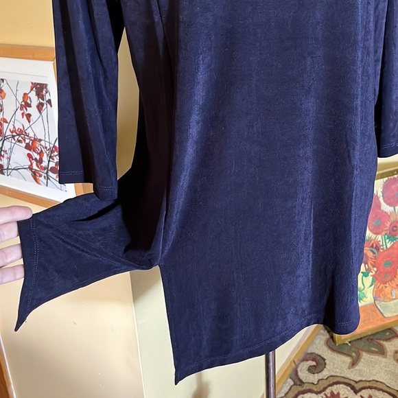 CHICOS TRAVELERS sz 2 L Side Split Top Tunic Stretch No Wrinkle Mockneck $80NEW - Picture 7 of 13